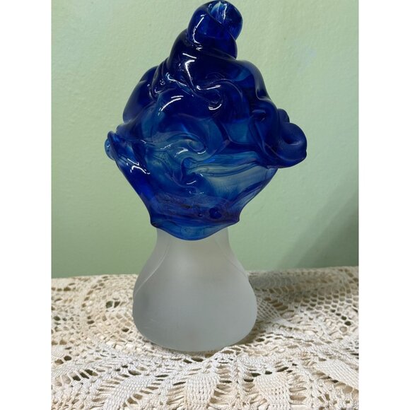 Vintage 90's Fellerman Art Glass Head Sculpture Blue Hair - Picture 12 of 16